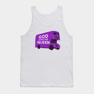 God save the Queen design on a purple London bus Tank Top